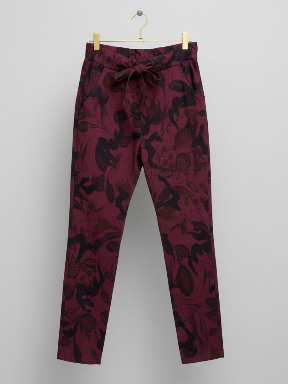 Gigi Moda Floral Burgundy Print Joggers One Size | Made in Italy Women's Lounge